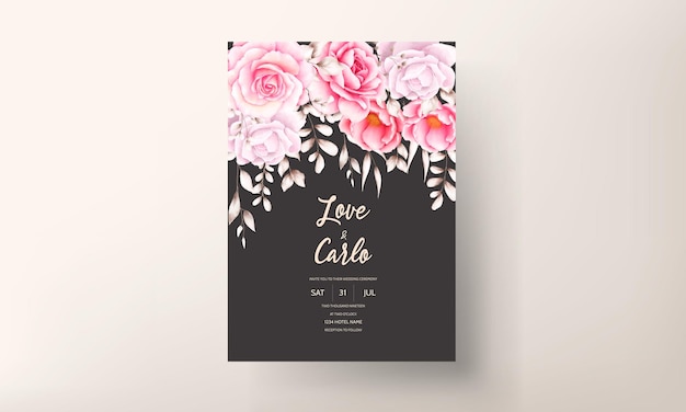 Vector elegant wedding invitation card with beautiful watercolor floral