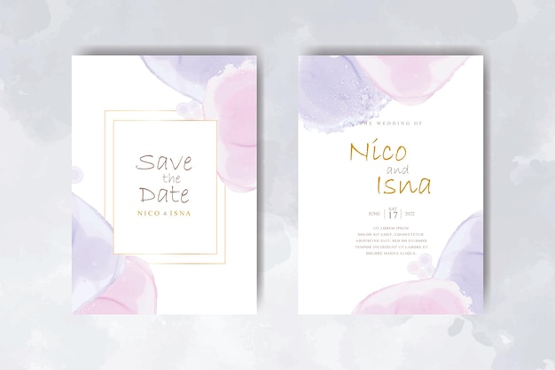 elegant wedding invitation card with beautiful watercolor