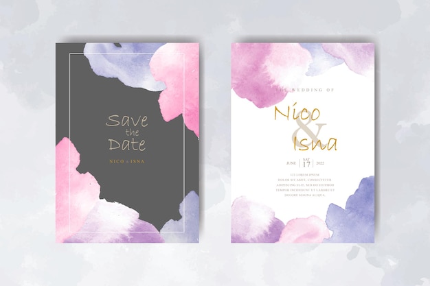 elegant wedding invitation card with beautiful watercolor