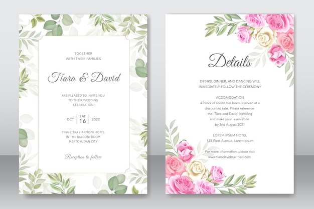 elegant wedding invitation card with floral