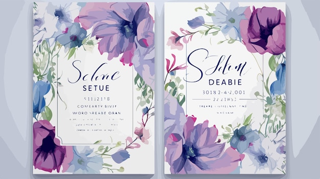 Elegant Wedding Invitation Cards and Labels with Beautiful Flowers