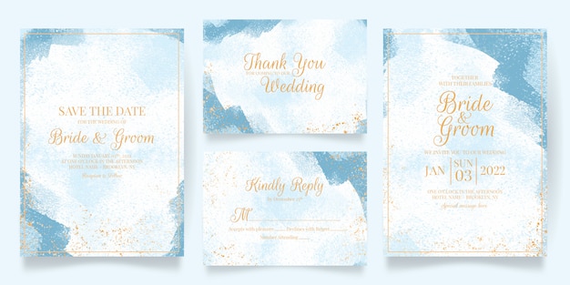 elegant wedding invitation cards template with watercolor decoration