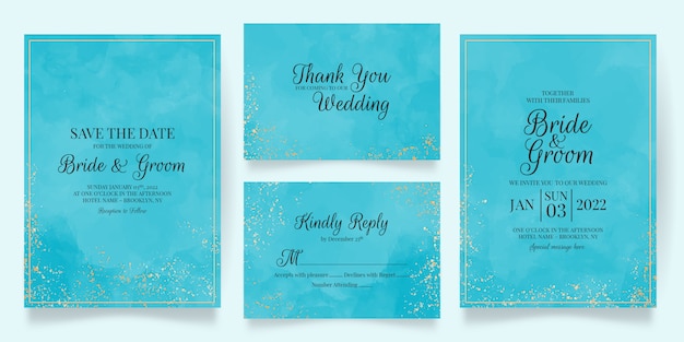 elegant wedding invitation cards template with watercolor decoration