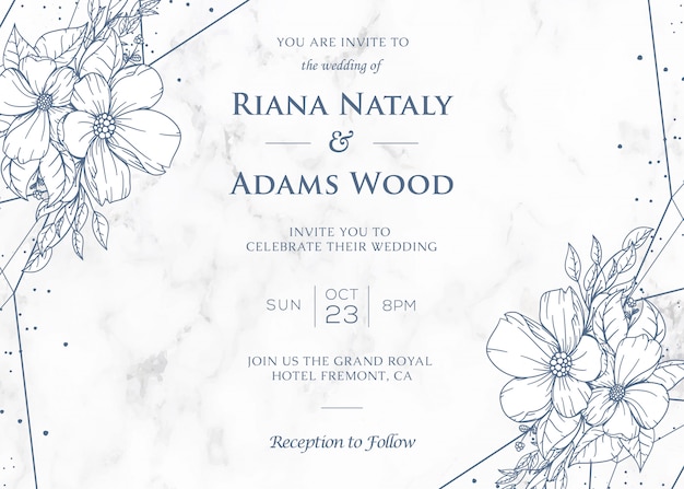 Elegant wedding invitation cards template with watercolor floral decoration