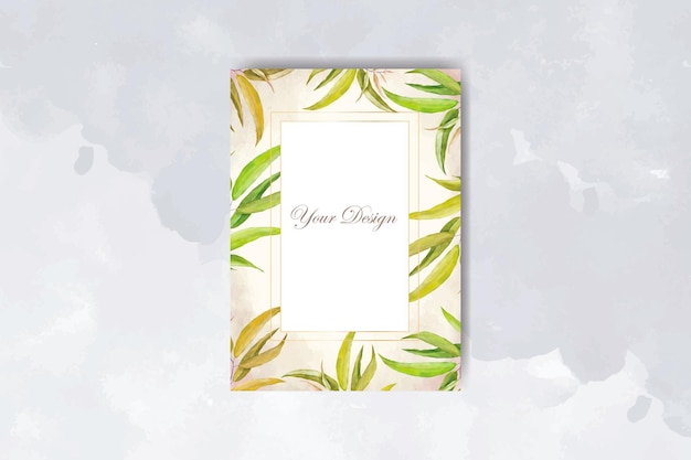 elegant wedding invitation and menu template with leaves