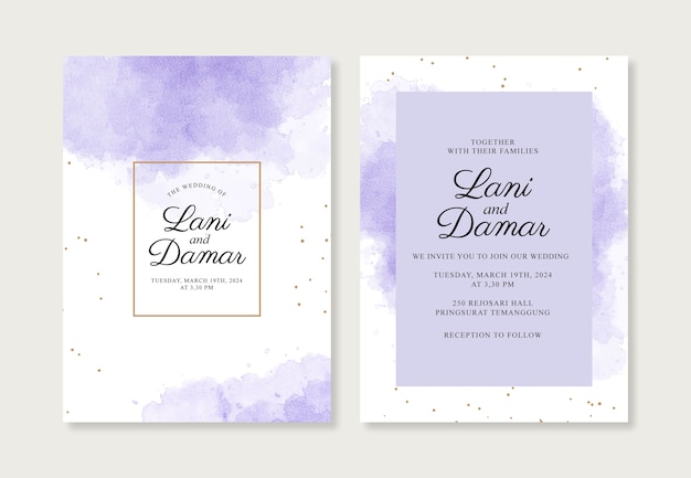 Elegant wedding invitation template with watercolor splash