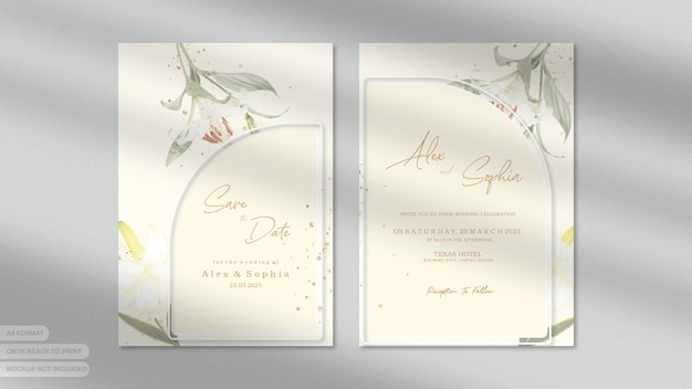 Elegant wedding invitation template with yellow flower