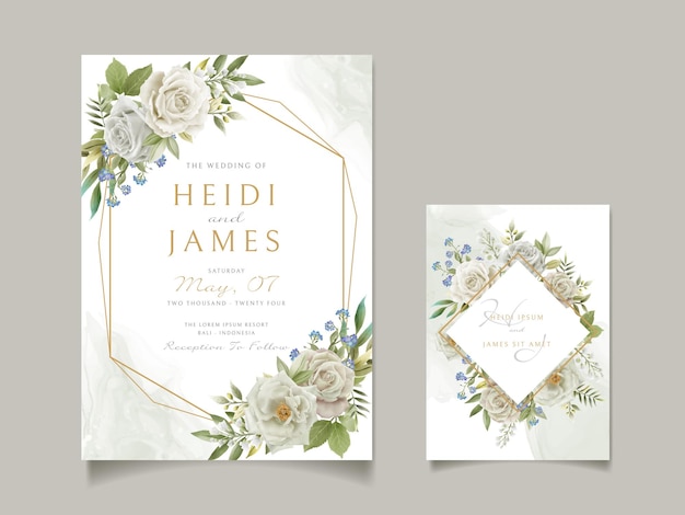 Elegant wedding invitation white flowers design