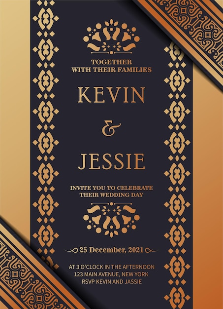 Elegant wedding invitation with pattern motif