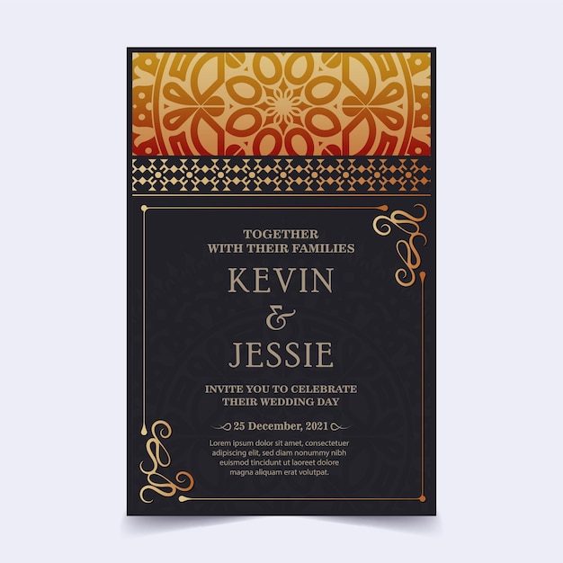 Elegant wedding invitation with pattern motif