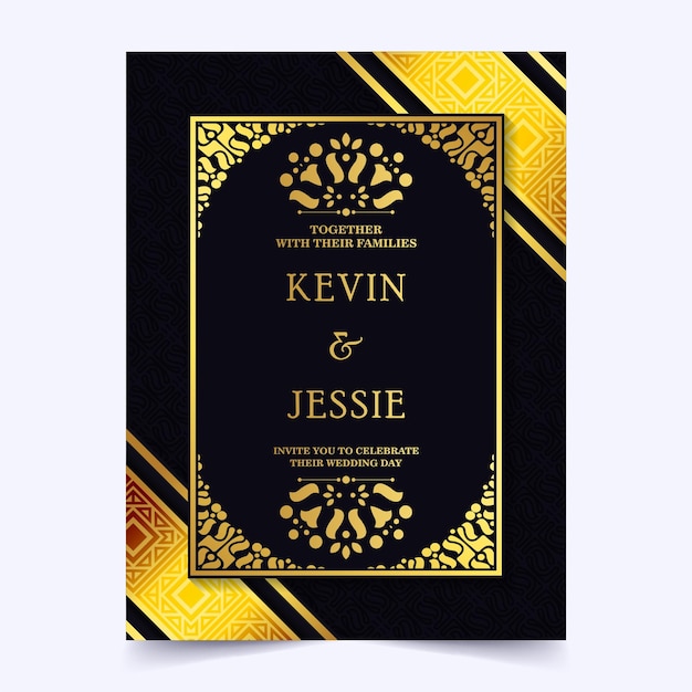 Elegant wedding invitation with pattern motif