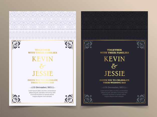 Elegant wedding invitation with pattern motif