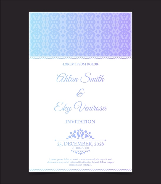 Elegant wedding invitation with pattern motif