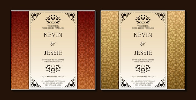 Elegant wedding invitation with pattern motif