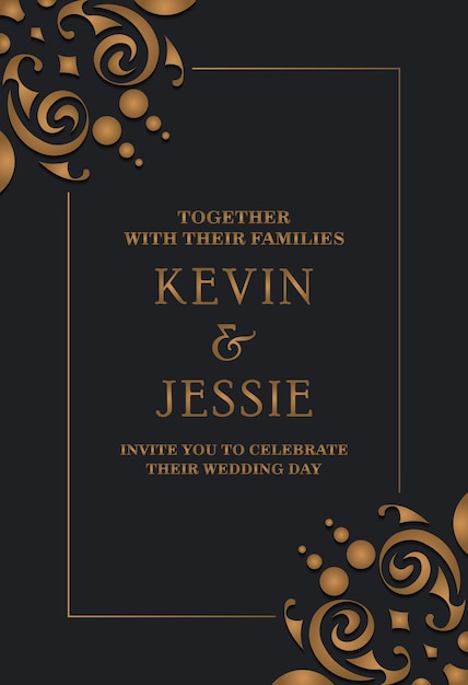 Elegant wedding invitation with pattern motif