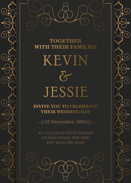 Elegant wedding invitation with pattern motif