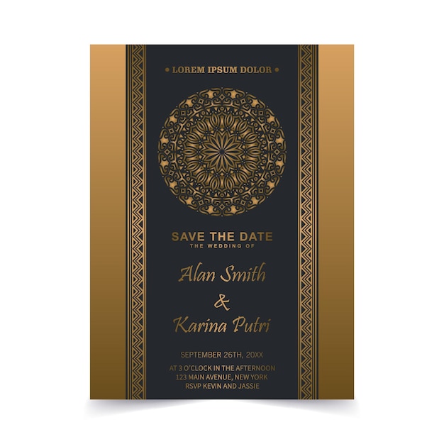 Elegant wedding invitation with pattern motif