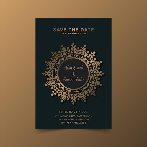 Elegant wedding invitation with pattern motif