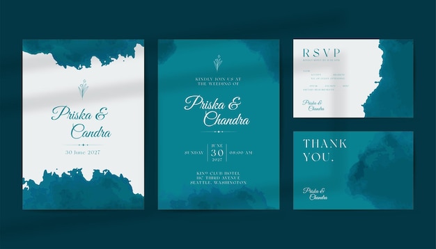 Elegant Wedding Invitation with Watercolor Decorations