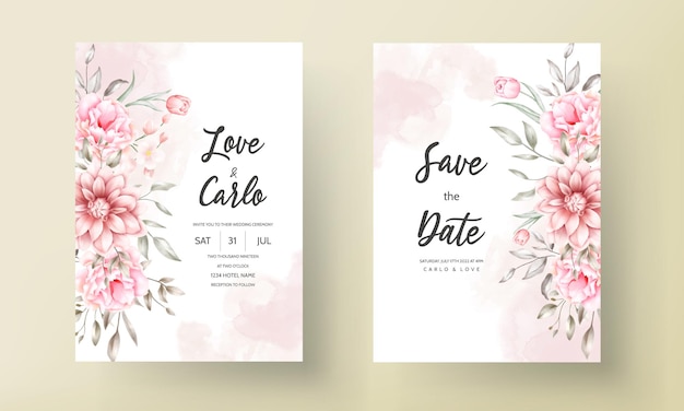 Elegant wedding invitation with watercolor floral motifs