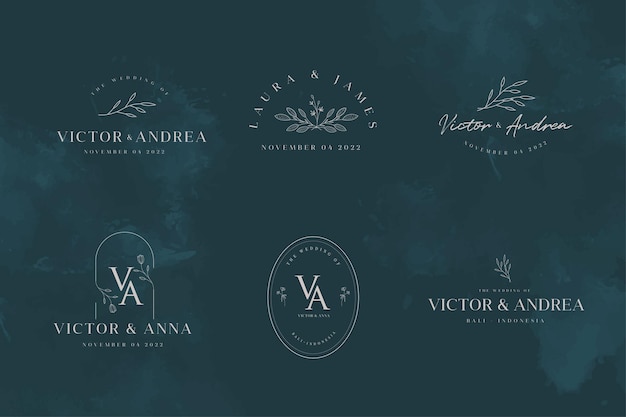 Elegant Wedding Logo Monogram Template Set