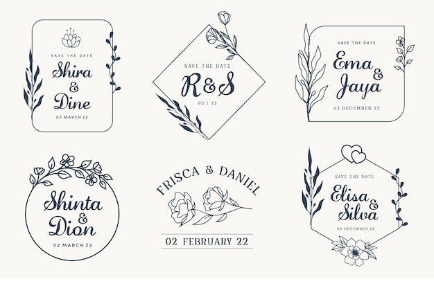 Elegant wedding logo name premium Vector