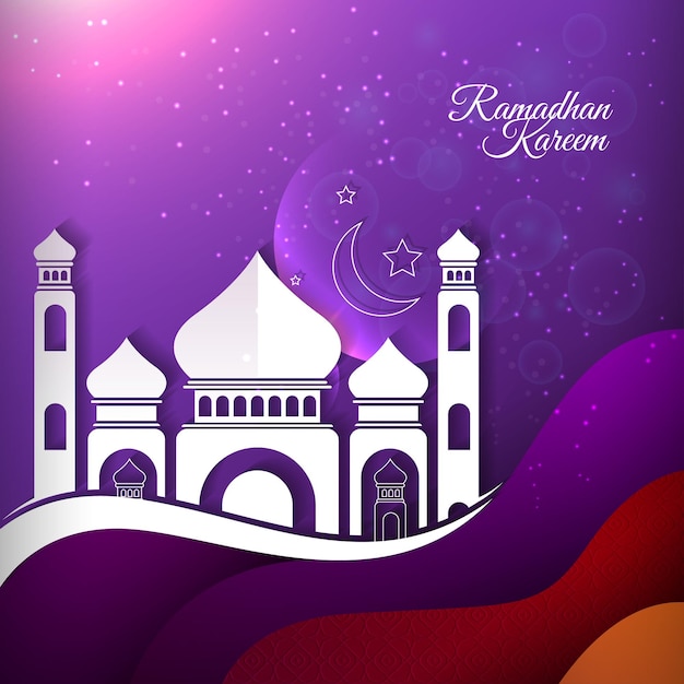 Elegant white mosque light background for islamic greeting design