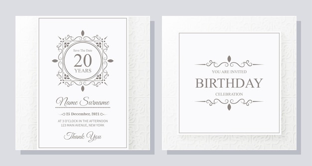 Elegant white ornament style birthday card