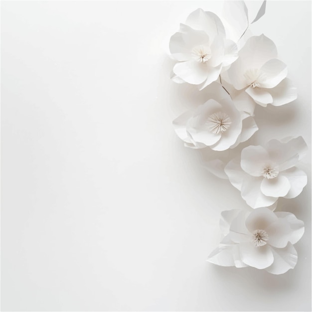 Vector elegant white paper flowers a delicate symphony of origami artistry in monochromatic simplicity