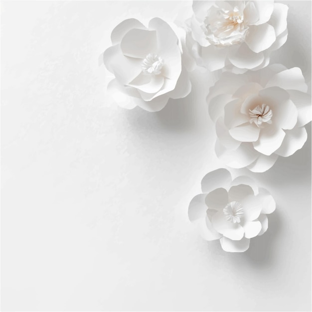 Elegant White Paper Flowers A Delicate Symphony of Origami Artistry in Monochromatic Simplicity