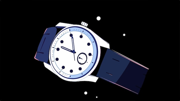 Elegant White Wristwatch Illustration on Dark Background