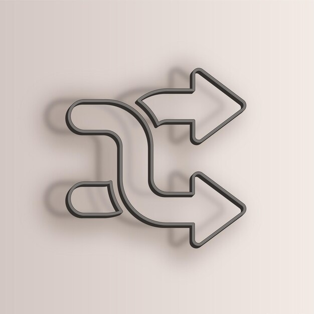 Elegant Wire Effect Two Way Arrows Icon with Antique White Background