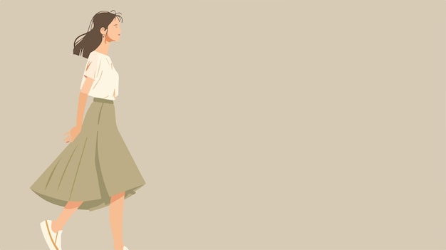 Elegant Woman in Khaki Skirt Vector Illustration Design