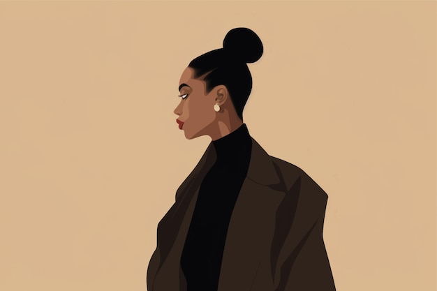 Elegant woman minimalist profile art