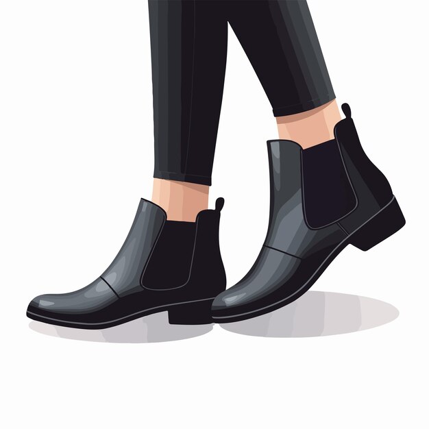 Vector elegant woman in trendy black chelsea boots