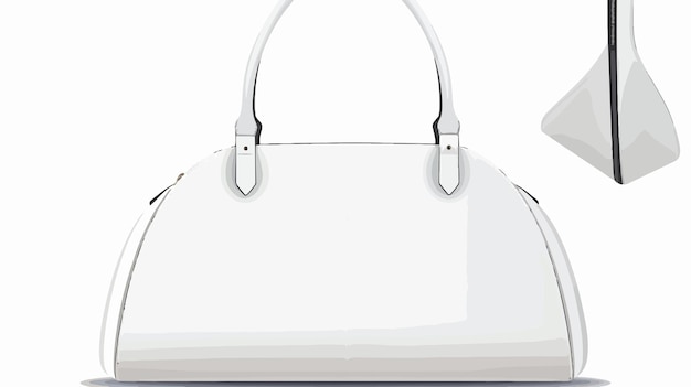 Vector elegant women leather handbag with open top handles