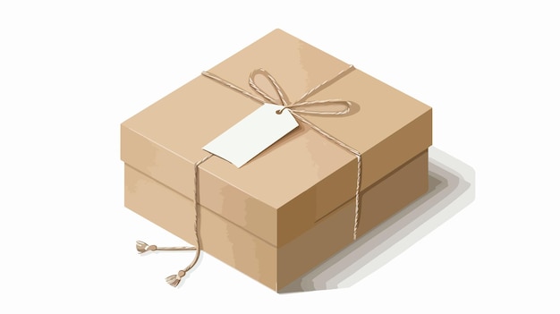 Vector elegant wrapped gift box with white tag icon