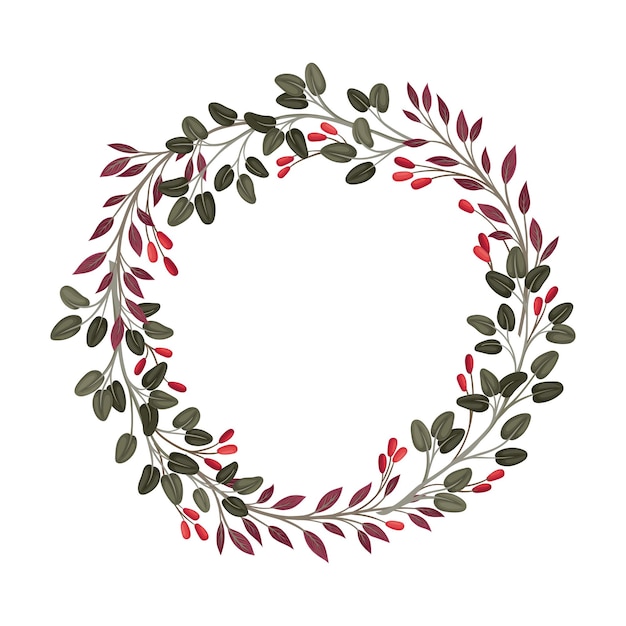 Elegant wreath with berries and greenery vector element