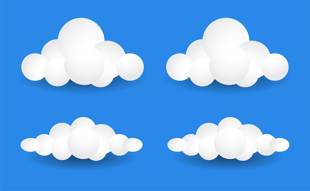 Element 3d clouds on blue background Free Vector