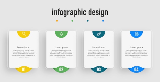 Element steps timeline infographics design template with 4 step Premium Vector