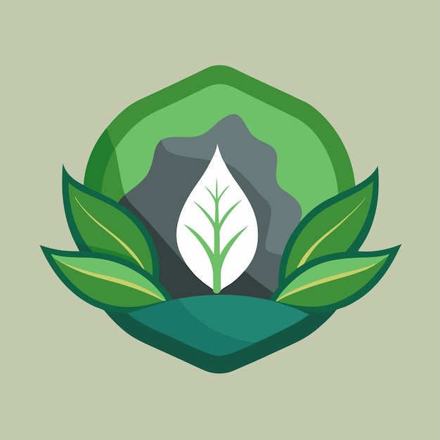 Vector elemental harmony crafting a unique logo with nature stone and leaf elements