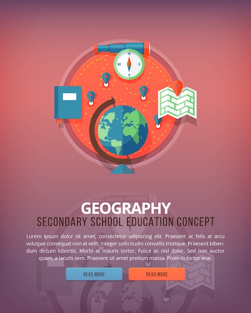 Elementary and academic science. Geography study. Education and science vertical layout concepts.  modern style.