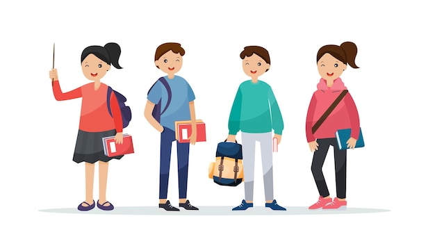 elementary school student Back to school concept vector illustration