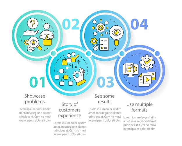 Elements of case study circle infographic template