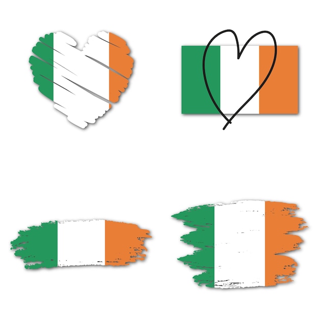 Elements collection flag of Ireland design template Heart and brush stroke