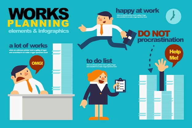 Elements and Infographics for Business People Work Planning