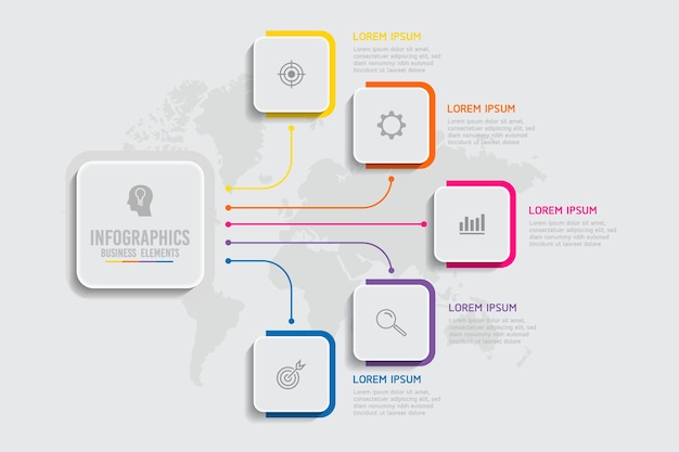   elements for infographics. presentation and chart. steps or processes.  options number workflow template design.5 steps.