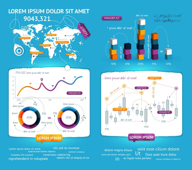 Elements of Infographics with buttons and menus Vector illustration