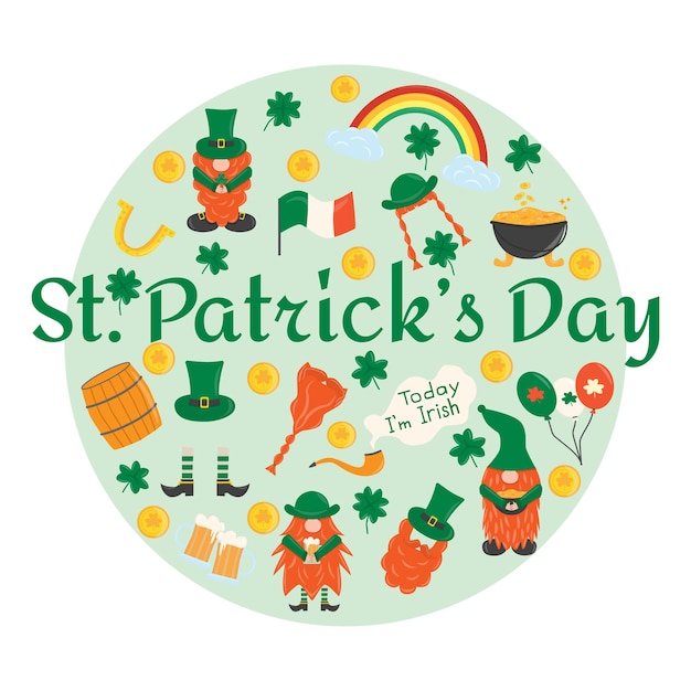 Elements for St Patrick s Day Set  Flat vector illustration