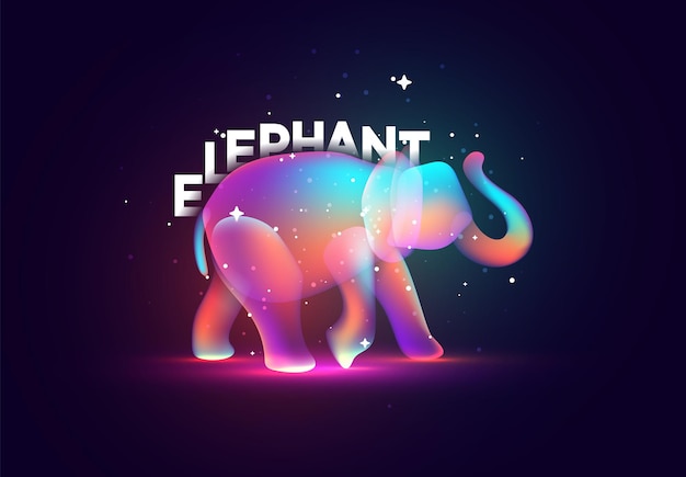 Elephant abstract silhouette. Design gradient color splash liquid. vector illustration